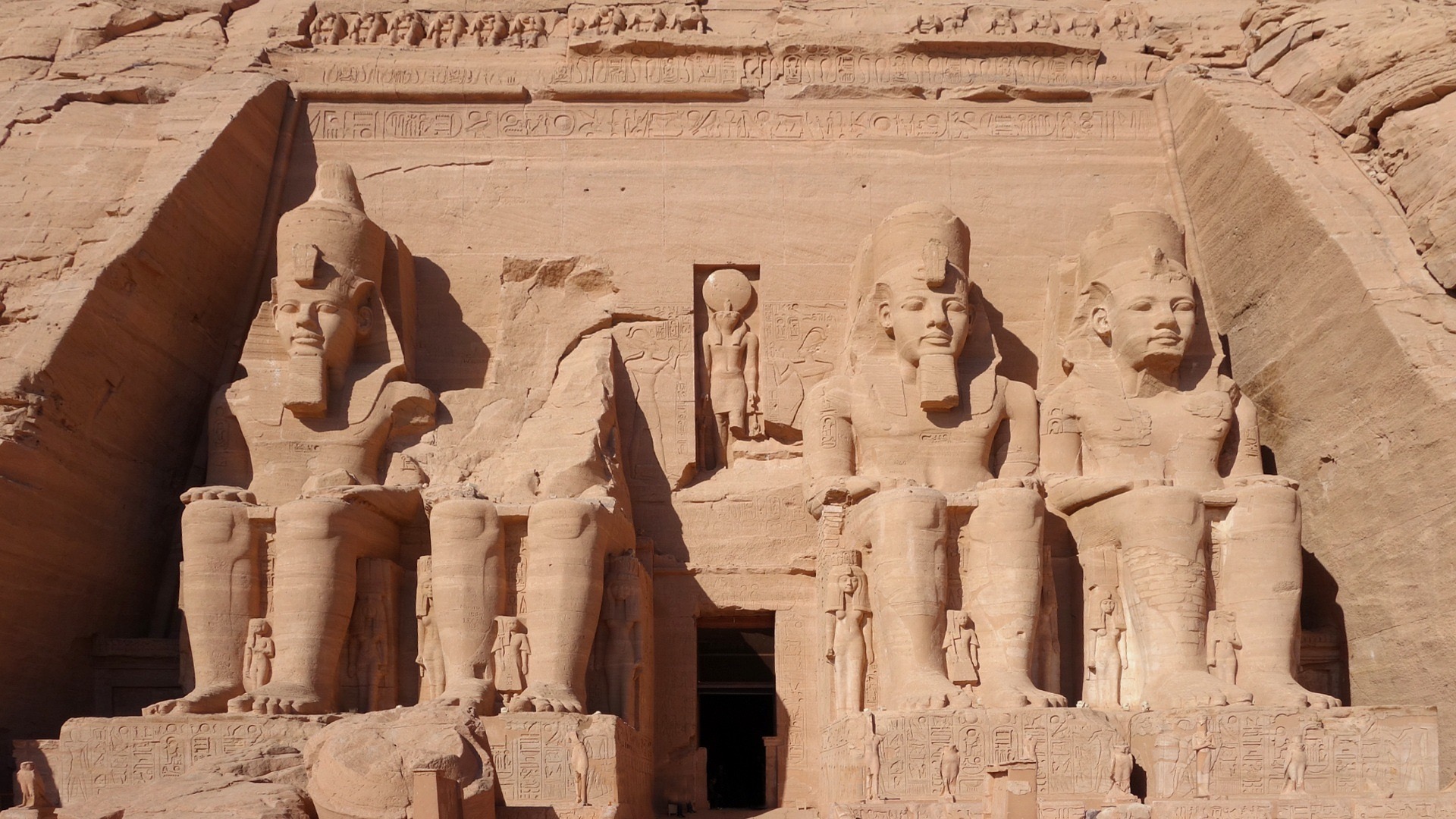 The four colossal statues of Ramesses II at Abu Simbel